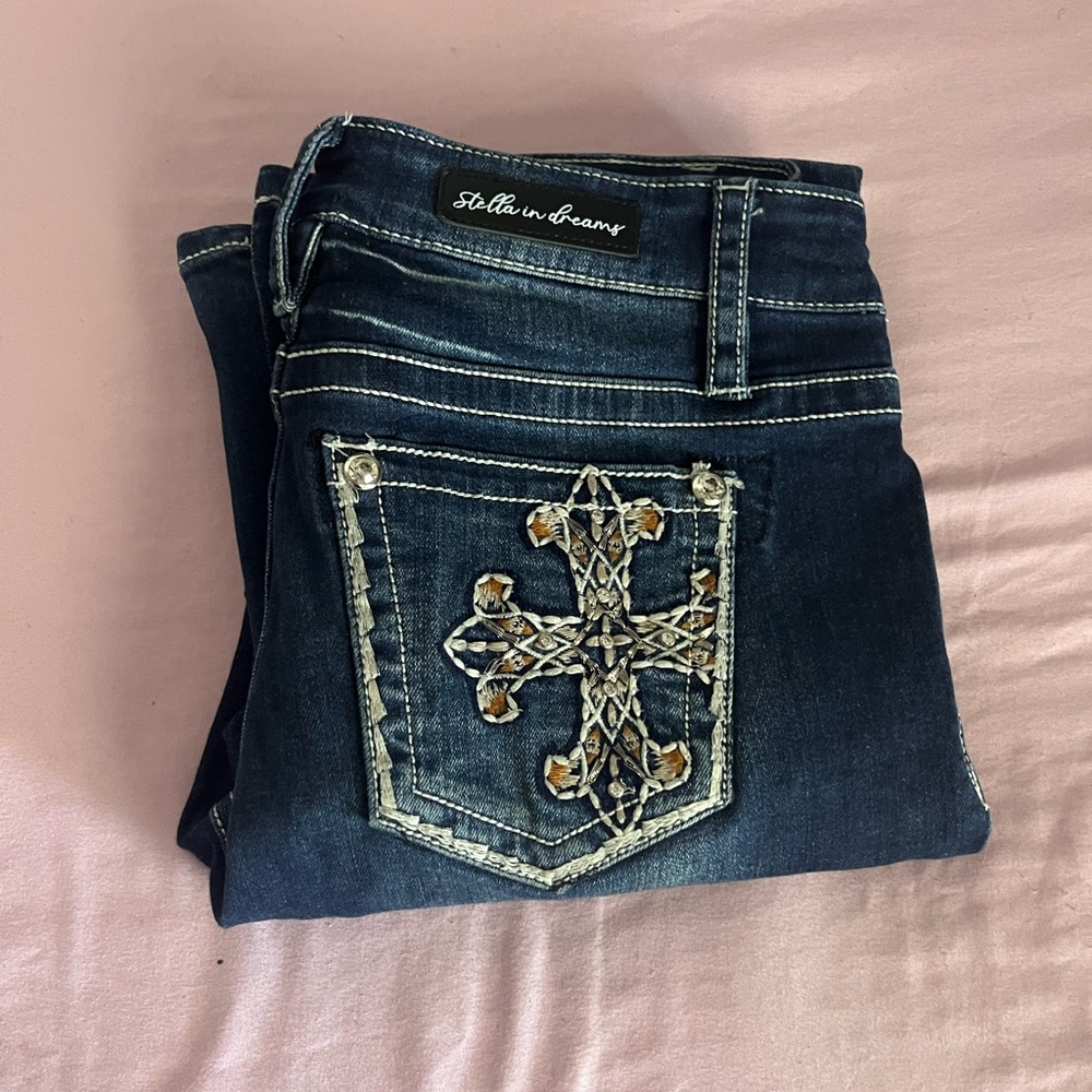 Stella In Dreams Women's Boot Cut Jeans with Cross Detail